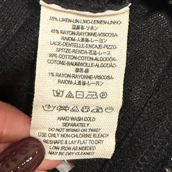 Free People Love Me Do Black Lace Crochet Side Blouse Size XS - Picture 8 of 8